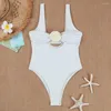 Damskie stroje kąpielowe seksowne Bandeau 3D Flower Bikini Top z jednym kawałkiem kostiumu kąpielowego Kącika kąpielowa Push Up wycięcie Monokini Beach Wear Bather