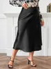 Линия плюс размеры юбки для женщин с высокой талией атлайны Большой свинг -наряд осень модный элегантная простая одежда для моды 2023 240328