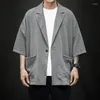 Men's Jackets 2024 Spring Summer Casual Blazer Suits Thin Style Oversized Loose Jacket Clothes Male Japanese Seven Point Sleeve Casacos