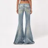 Jeans pour femmes imitation vieille pantalon de grosse flare 2024 Summer Y2k Slim Skinny High Street Hundred Take