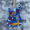 Eddie Van Halen Fran K Tunga Relic Electric Guitar Blue Body dekorerad med svartvita ränder gratis frakt