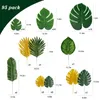 Fleurs décoratives JFBL 95PCS PALM LEVES GORD TROPICAL avec des tiges Fausse feuille pour la fête hawaïenne Party Place Dorations