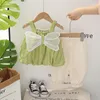 Clothing Sets Summer Baby Girls Children Bow Vest Shorts 2 Pieces Suit 0-4 Years Kids Princess Clothes Toddler Infant Outfits