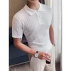 Polo Shirt Męskie Summer Summer Ciente Cience Puste Puste Cool Casual Trend Korean Slim Fit Silk T-shirt na wpół rękawie klapa