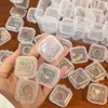 Pudełka biżuterii 1-50 kawałków mini pudełka do przechowywania przezroczyste kwadratowe plastikowe pudełko używane do kolczyków opakowanie biżuterii Przenośne organizatory przechowywania spożywcze
