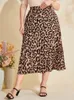 Leopard Printed Skirts for Women High Waist A Line Midcalf Vintage Elegant Beautiful Club Evening Causal Party Plus Size Outfit 240328