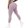 Ribbed Leggings Women High Waist Yoga Pant Sexy Push Up Butt Scrunch Workout Knitting Tights Tummy Control Running Sport Trouers