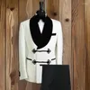 Mandarin düğmeleri ile erkek takım elbise 2 PCS Damat Smokin Tuxedo Terno Çift Kruvaze Özel Yapımı Kadife Takım (Ceket Pantolon) 2024