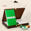 Gorący zestaw mahjong 39 40 42 mm zielony biały akrylowy gospodarstwo domowe Ręcznie wyposażone w płytki Mahjong Znakomite drewniane pudełko 144pcs Mahjong Game MJ11