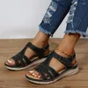 Dress Shoes Dames Wedge Sandals Summer Open Toe Rome Rome Lighyweight Soft Platform Casual T-Trap Hook Loop Lady Sandalias