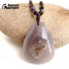 Pendant Necklaces Real Natural Stone Polished Agate Geode Quartz Crystal Cluster Treasure Bowl Specimen Necklace For Jewelry Making BD953