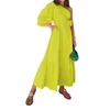 Chic and Unique Women's Fashionable and Elegant Off-shoulder Mid-length Cotton Linen Dress with Tie-detail Perfect for a Sophisticated and Trendy look