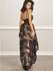 2024 Black Lace Prom Dresses Hi Lo Vintage Formal Evening Gowns V Neck Zip Back Girls Party Dress 2K17 African Black Girls Dress