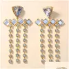 Dingle ljuskronorörhängen stonefans ins mode kristalltassel för kvinnor överdriver strass lång dropp brud smycken gåvor levererar otqbx