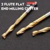 End Mill 10pcs 2 Flute Sprial CNC Router Bits 3.175 Shank Flat Milling Cutter Titanium Coated Carbide Milling Tools