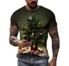 Nuovo popolare festa di Natale Babbo Natale 3D Stampa 3D T-shirt personalizzato Maglietta da uomo Atmosfera hip-hop Atmosfera corta