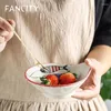 Ciotole fantasity in stile giapponese manico ciotola ceramica dipinta a mano underglaze dessert fruit snack piatto e contorni