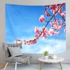 Japon Tokyo Cherry Blossoms Tapestry Blue Sky Flowers Pink Flowers Tapestry Art Mur suspendu Maison Salon Camor