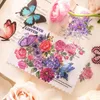 Present Wrap 50st Butterfly Flower Stickers Pack Junk Journal Ephemera Vintage Colorful Eesthetic Diary Scrapbooking Supplies