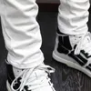 Heren jeans straat mode mode mannen magere punk broek witte elastische stretch gescheurde gepatchte ontwerper hiphop merk broek HOMBRE HOMBRE