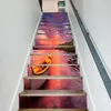 Dusk Cenário Lake Water Staircase adesivo para degraus de piso Decorativo Jungle Stair Stairs Sea Wallpaper Decalques de parede autoadesivos