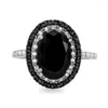 Cluster Rings Hoyon Inlaid Black Gemstone Zircon Ring For Women 925 Sliver Color Jewelry Gem Two Tone Diamond Drop Delivery Otpwn