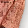 Abiti da lavoro Evagina Fashion Runway Designer femminile Velvet Trumpetta Trumpy Patchwork Poscia rosa rosa perlata Scapa a vita alta set da 2 pcs