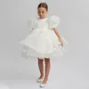Cute Girl Princess Dress Little Girl Puff Sleeve Gala Tutu Gown Kids Birthday Bow Outfits Flower Girl Wedding Party Clothes 3-8T 240411