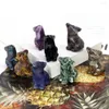 Decoratieve beeldjes 30 mm Wolf Figurine Natuursteen Crystasl Amethist Opalite Quartz Healing Animal Hand gesneden Reiki Crafts Home Witchy