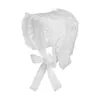 White Capsssss Christening Bonnet for Girl Lacy Bonnet Eyelet Lace Flower Baptism Christening Hat Baby Girl Lace Hat