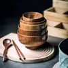 Bowls Japanese Style Solid Wood Small Bowl Retro Children's Wooden Rice Noodle Household Tableware Soup