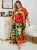 Podstawowe sukienki swobodne seksowne v szyi druk nadmierny rozmiar Kaftan Batwing Sleeve Site Slit Letni wakacje dla kobiet na plaży Plus Size Swimsuit q1464 L49