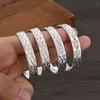 Bangle 4st Silver Color Width 8mm Olika storlek Hawaiian smycken Polynesiska guldpläterade blomma Bangles Girls Birthday Parts