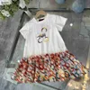 Fashion girls partydress Embroidered logo baby skirt Size 90-150 CM kids designer clothes summer color printing Princess dress 24April