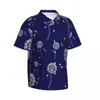 Chemises décontractées pour hommes chemises de plage de fleur de fleur bleu blanc hawaïen classique Blouses à manches courtes à manches coréennes imprimées de mode coréenne