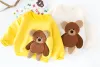 Trousers Baby boy clothes autumn winter plus velvet warm thickening suit boys and girls cartoon bear sweater + corduroy pants baby 2pcs