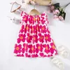 Girl's jurken Nieuwe peuter meisjes casual bedrukte kinderen zomer ruches jurken bloemen full -printed casual jurk bloemen meisje jurken