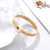 Bangle Trendy Bangle for Women Red and Green Charm rostfritt stål Guldfärgsmycken Lover Armband Luxury Wedding Female Bangle 24411