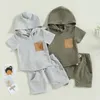 Summer Toddler Baby Boys Clothing Set Kid Tracksuit Hooded T-shirt med elastiska midjeshorts barndräkt kläder