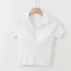 Dames polos korte mouw keklust crop top voor vrouwen omlaag gemonteerd rib-gebreide tee shirt zomer tienergirl y2k outfit