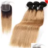 ربحات الشعر البشري مع الإغلاق مسبقا remy 3 حزم 1B27 T1B99J Weaves Weaves 13x4 Frontal T1B30 T1BBUG5043198 إسقاط التسليم PR OTRWN