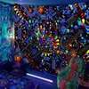 Fluorescerande psykedelisk stjärnhimmel Space Tapestry vägg hängande uv reaktiv skalle vackert rum hem dekoration