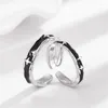 Cluster Rings Romantic Star Ring For Lover Anniversary Accessories Trendy Black Couple Men Women Wedding S925 Sieraden