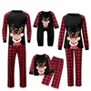 Parent-Child Women Mom Suit Christmas Women Deer Plaid Print Tops And Pants Clothes Set Xmas Family Silk Pajamas Set Family