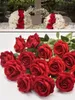 Fleurs décoratives 1 pc plantes roses artificielles feuilles de soie rose fausse décoration de maison bouquet rouge roses fleur décor de mariage bricolage