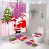 Cortinas de ducha Cortinas de Navidad Juegos de alfombra sin deslizamiento Tapa de tapa de baño Mat de la tapa