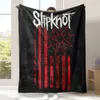 1pc Slipknot Print Flannel Blanket, Soft Warm Throw Nap Couch Sofa Office Bed Camping Travel, Multi-purpose Gift Blanket for All Season