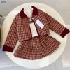 Classics baby tracksuits girls Dress suit kids designer clothes Size 110-160 CM Warm cotton clip jacket Knitted sweater and Short skirt 24April