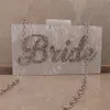 Pearl Weißer Name Buchstabe Silber Gold Glitter Braut Hochzeitsfeier Abend Acryl PVC Box Clutches Lady Perlengriff Griff Brieftaschen