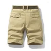 Shorts maschile Casual Cargo Summer Cotton Spese Solt Color Sport Sports Jogger Milita